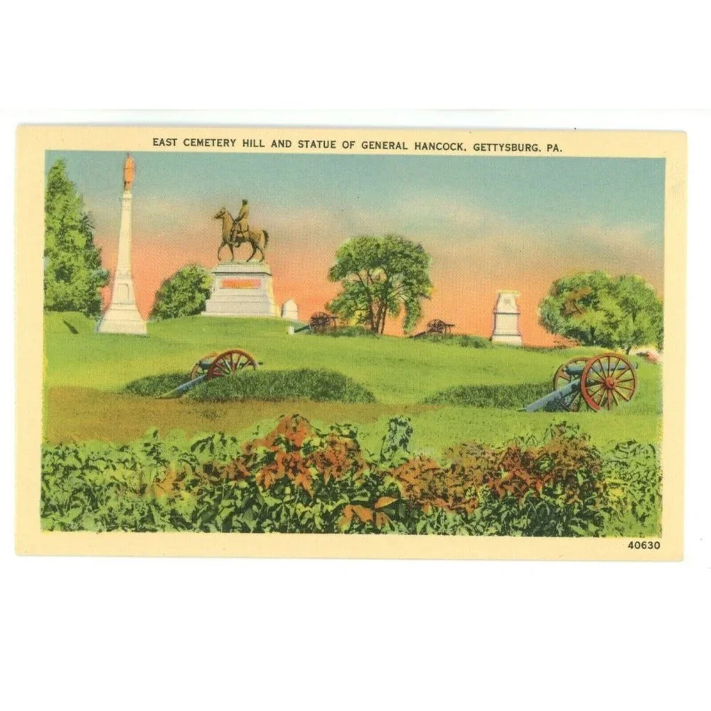 VTG Postcard Gettysburg Pennsylvania East Cemetery‎ Hill Statue General Hancock